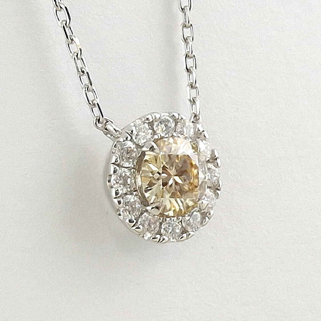 1ct Champagne and White Moissanite Necklace - SOPHYGEMS