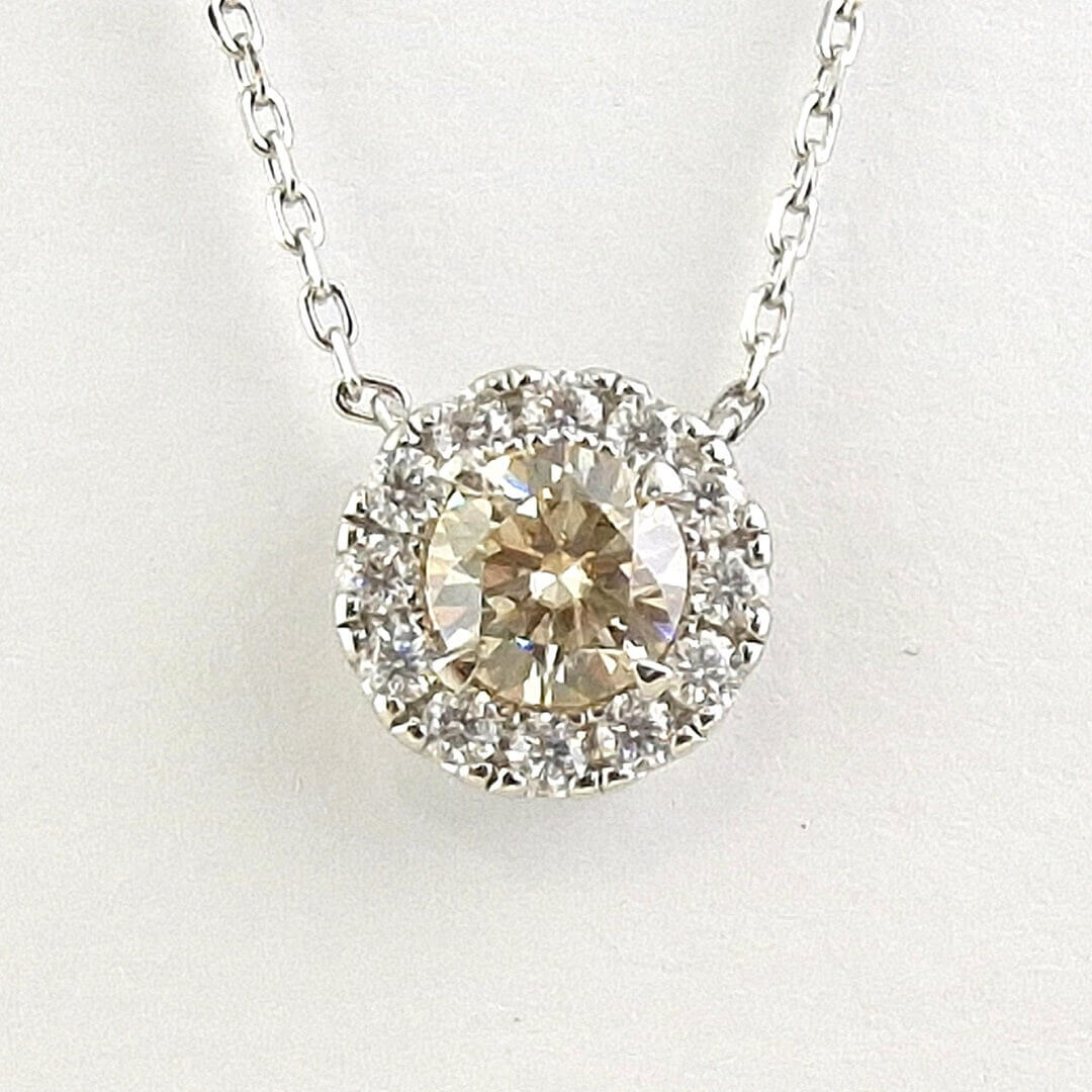 1ct Champagne and White Moissanite Necklace - SOPHYGEMS