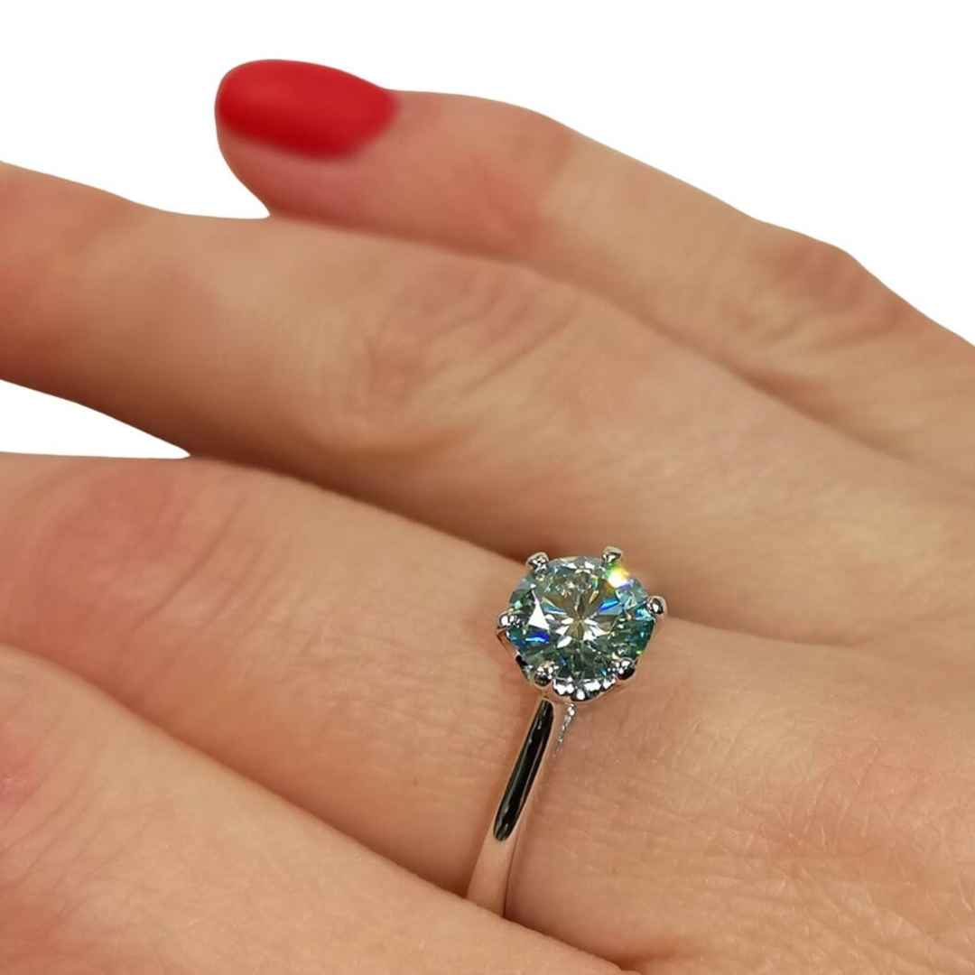 1ct Fantasy Blue Moissanite Solitaire Ring - SOPHYGEMS