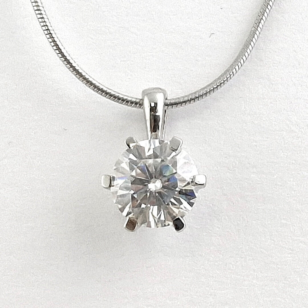 1ct White Moissanite Necklace Forever Love - SOPHYGEMS