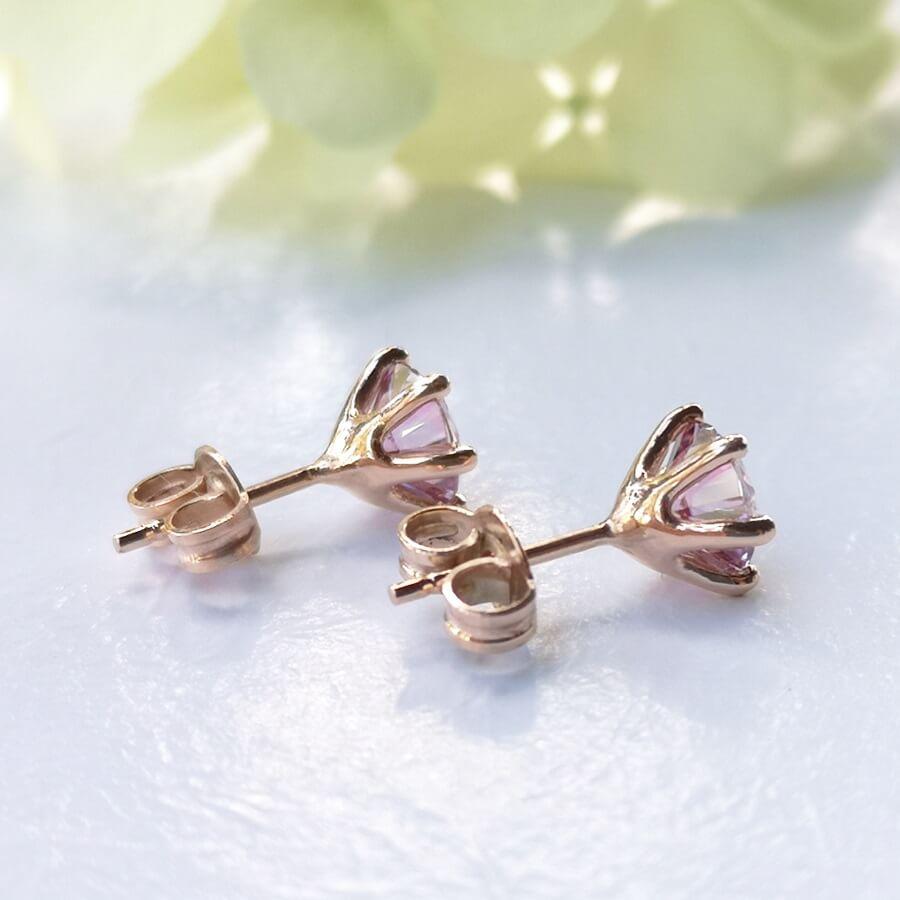 2ct Pink Moissanite Gold Stud Earrings - SOPHYGEMS