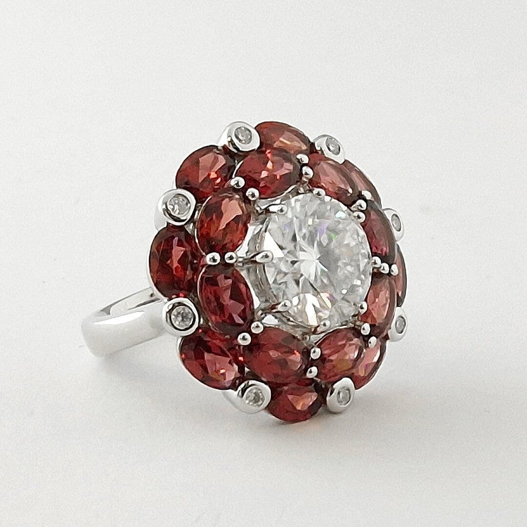 5ct Moissanite Garnet 925 Silver Ring - SOPHYGEMS