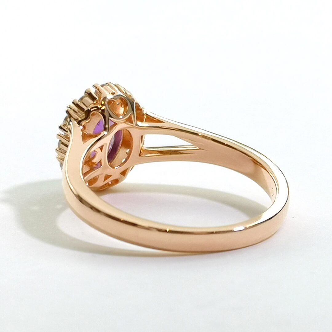 Amethyst and Moissanites 14K Gold Vermeil Silver Ring - SOPHYGEMS