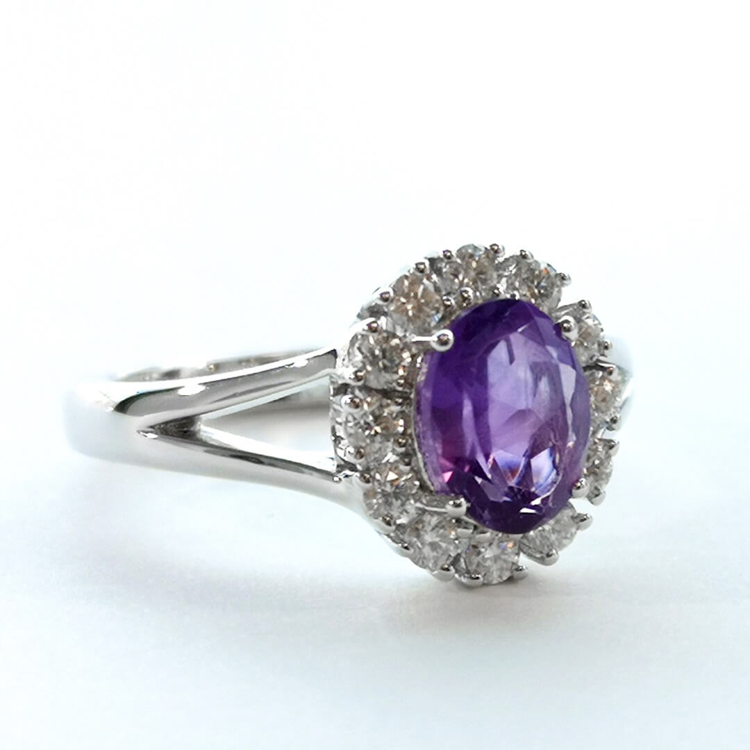 Amethyst and Moissanites 925 Sterling Silver Ring - SOPHYGEMS