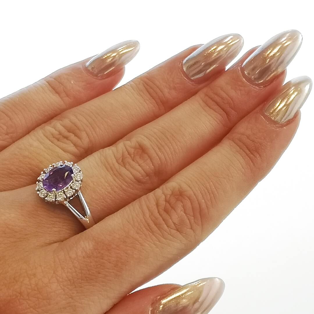 Amethyst and Moissanites 925 Sterling Silver Ring - SOPHYGEMS