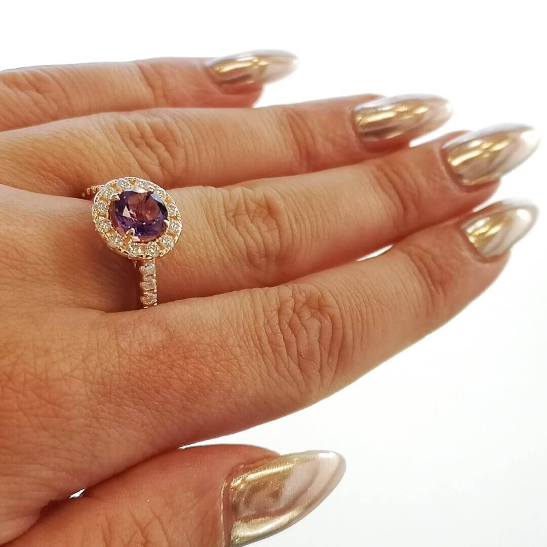 Amethyst & Moissanite 14K Gold plated Ring - SOPHYGEMS