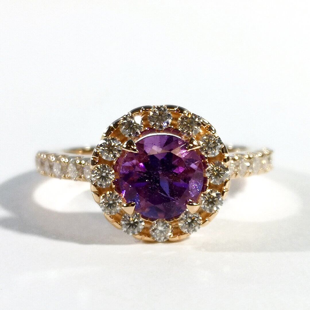 Amethyst & Moissanite 14K Gold plated Ring - SOPHYGEMS