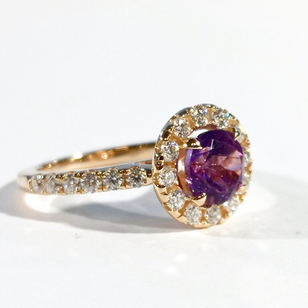 Amethyst & Moissanite 14K Gold plated Ring - SOPHYGEMS