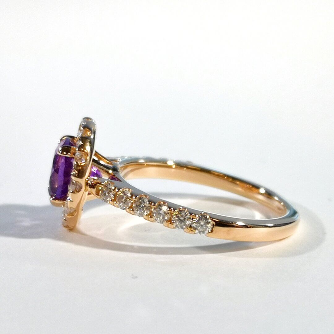 Amethyst & Moissanite 14K Gold plated Ring - SOPHYGEMS