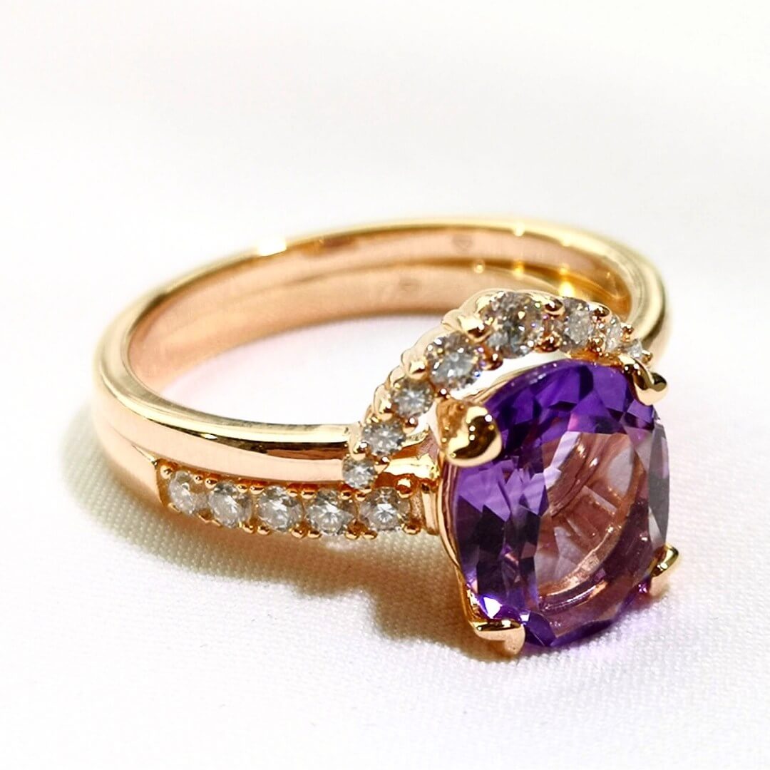 Amethyst & Moissanites 14K Rose Gold Vermeil Ring Bundle - SOPHYGEMS