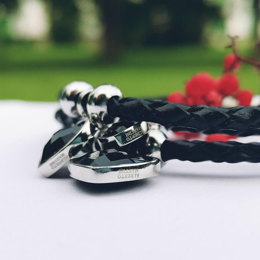 Balck Leather Bracelet Silver 925 Black Onyx - SOPHYGEMS