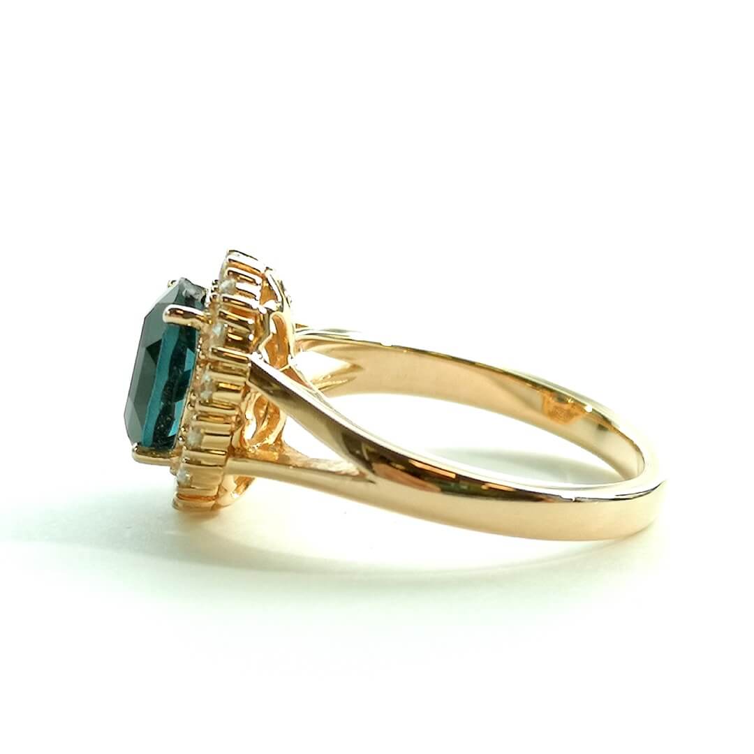 Blue Topaz Moissanite 14K Gold Plated Ring - SOPHYGEMS