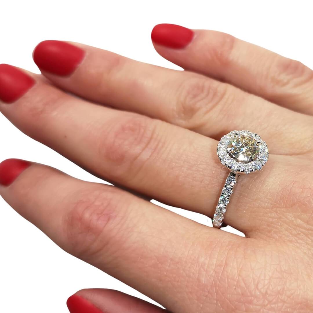 Champagne color Moissanite Halo Ring - SOPHYGEMS