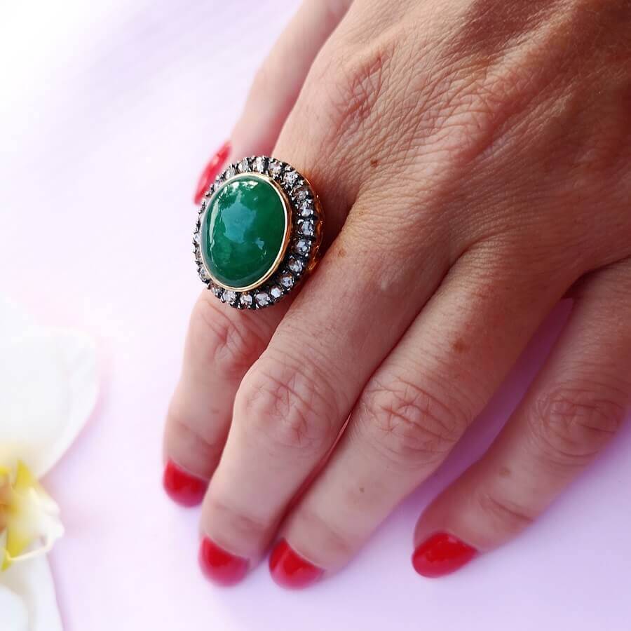 Emerald 4.5ct and Diamonds 14K Gold Ring - SOPHYGEMS