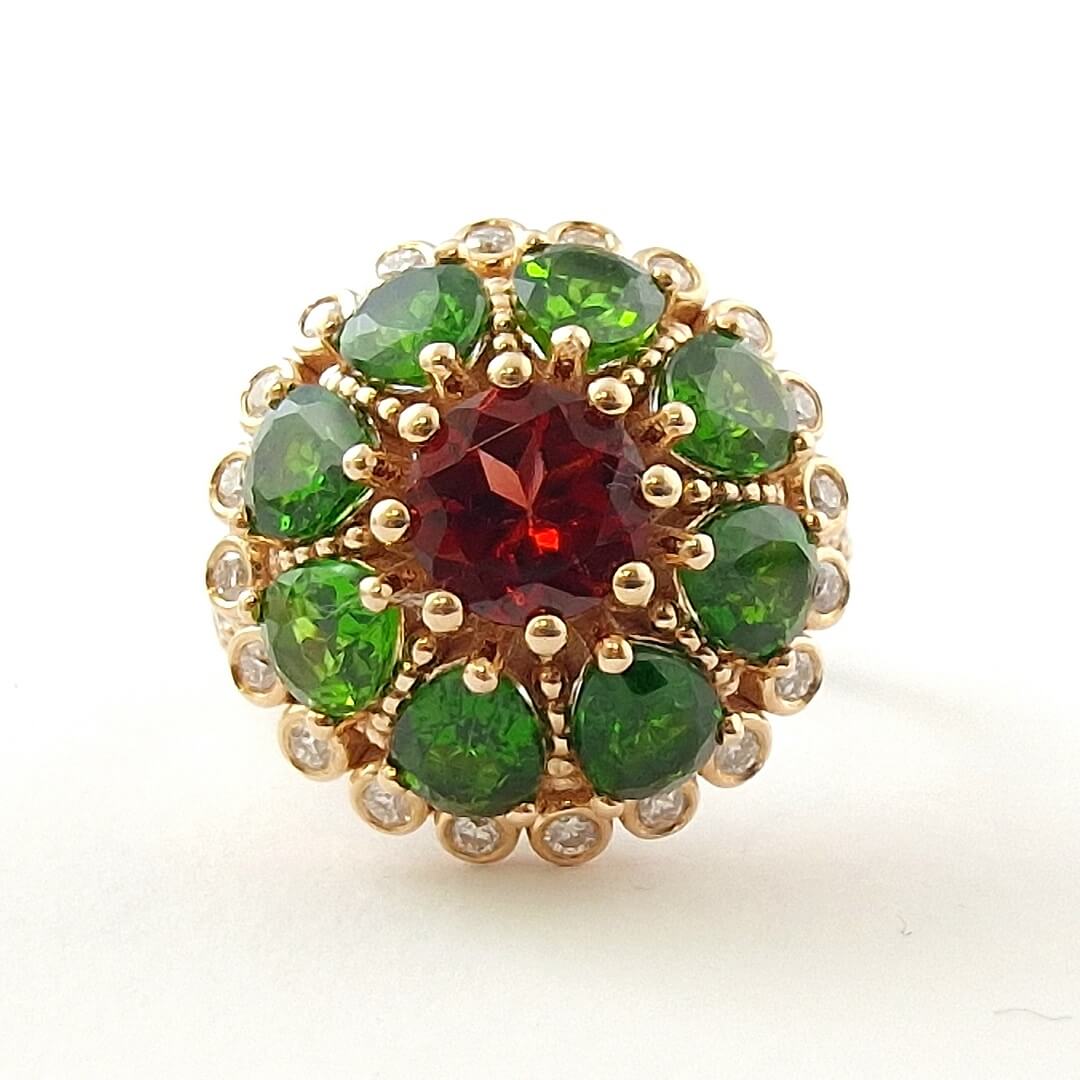 Garnet Green Chromdiopside Rose Gold Ring - SOPHYGEMS