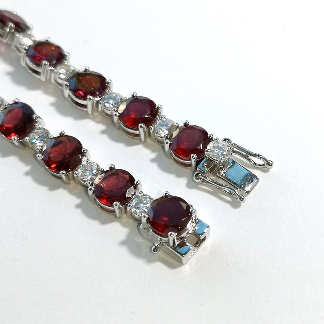 Garnet & Moissanite 925 Silver Tennis Bracelet - SOPHYGEMS