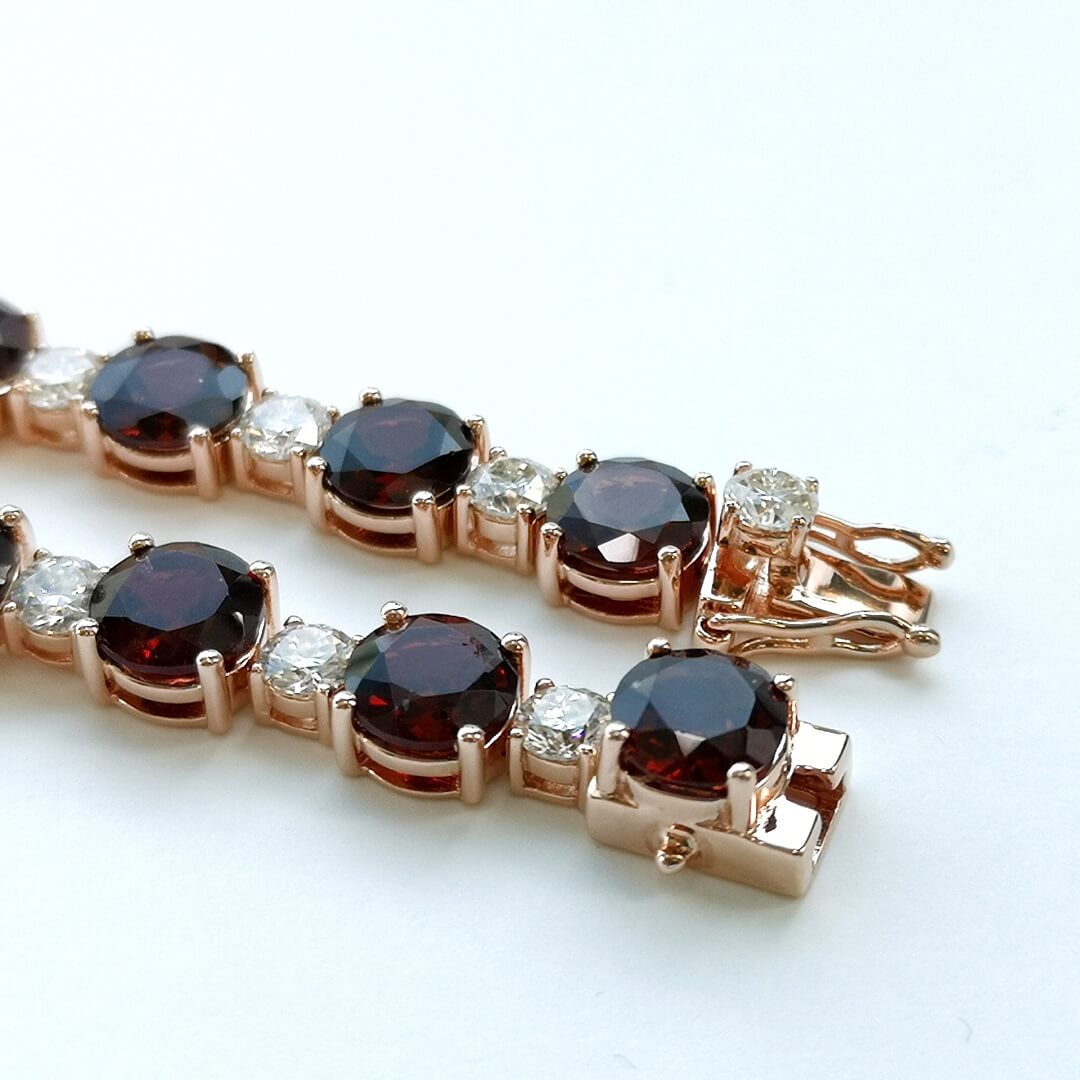 Garnet & Moissanite Bracelet Gold Vermeil 14K - SOPHYGEMS