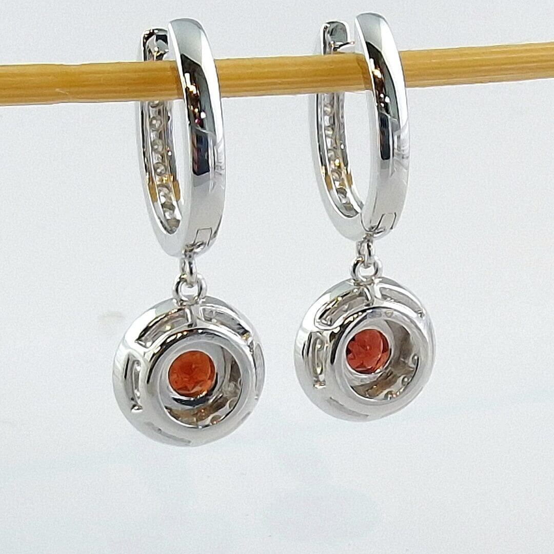 Garnet & Moissanite Earrings 925 Silver Platinum-plated - SOPHYGEMS