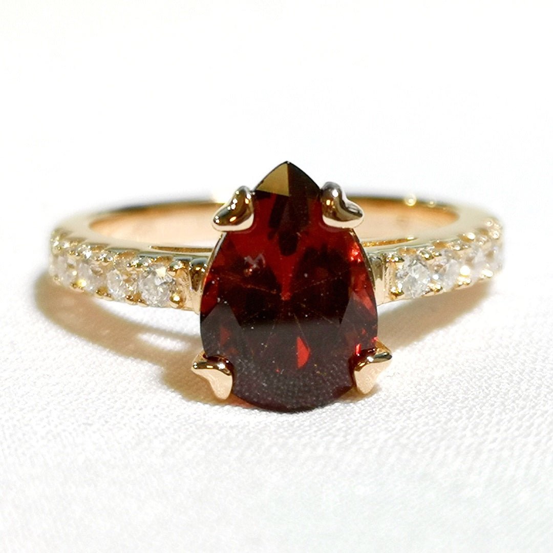 Garnet & Moissanite Ring 14K Rose Gold Vermeil - SOPHYGEMS