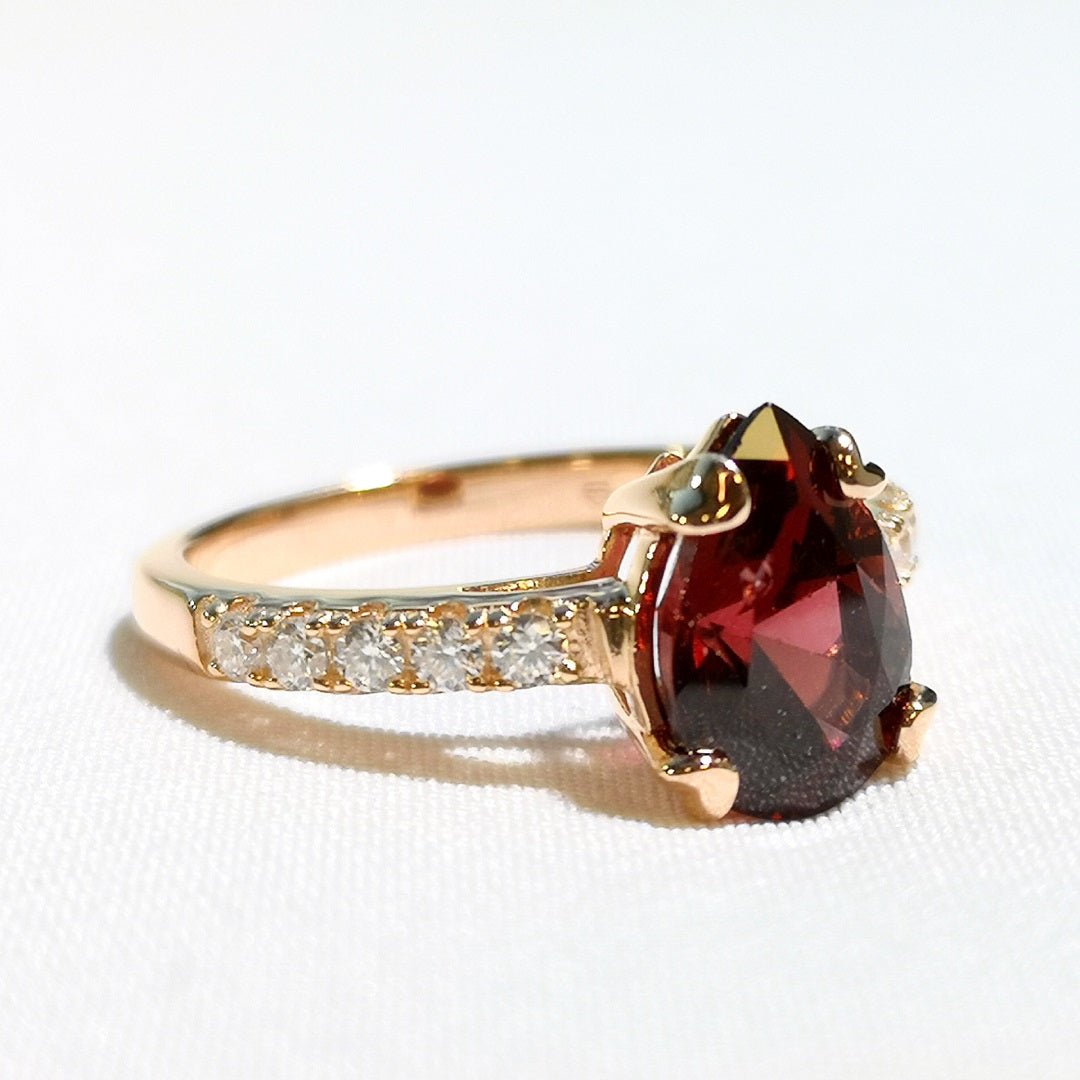 Garnet & Moissanite Ring 14K Rose Gold Vermeil - SOPHYGEMS