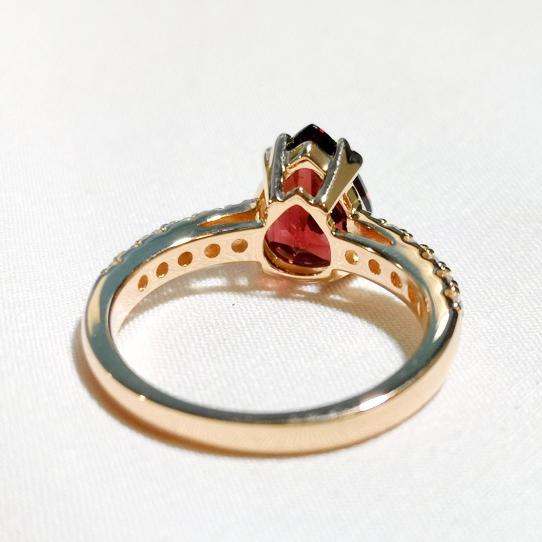 Garnet & Moissanite Ring 14K Rose Gold Vermeil - SOPHYGEMS