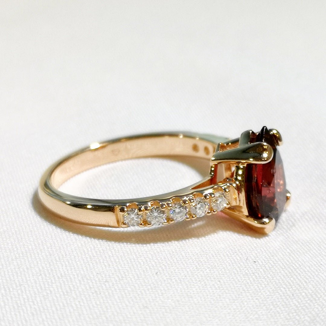 Garnet & Moissanite Ring 14K Rose Gold Vermeil - SOPHYGEMS