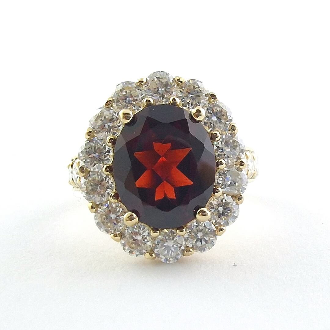 Garnet Moissanites 14K Yellow Gold Ring - SOPHYGEMS