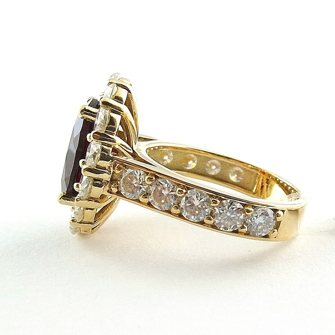 Garnet Moissanites 14K Yellow Gold Ring - SOPHYGEMS