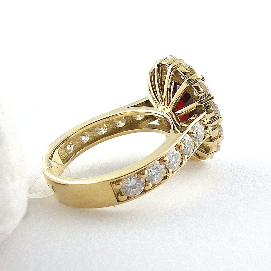 Garnet Moissanites 14K Yellow Gold Ring - SOPHYGEMS