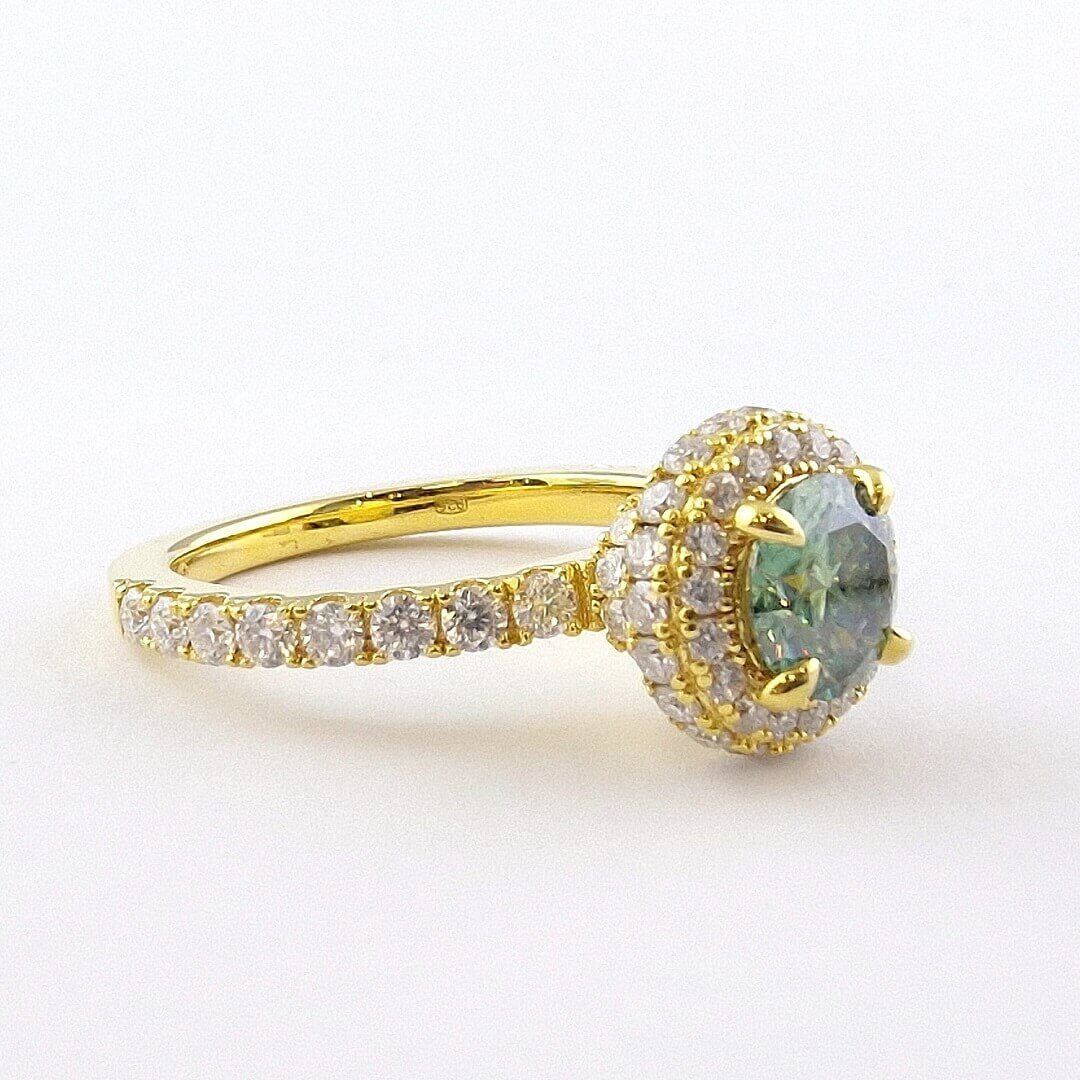 Green and Moissanite 14K Yellow Gold Vermeil Ring - SOPHYGEMS