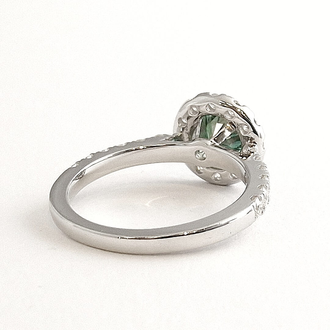 Green Moissanite Ring Platinum Plated Sterling Silver - SOPHYGEMS