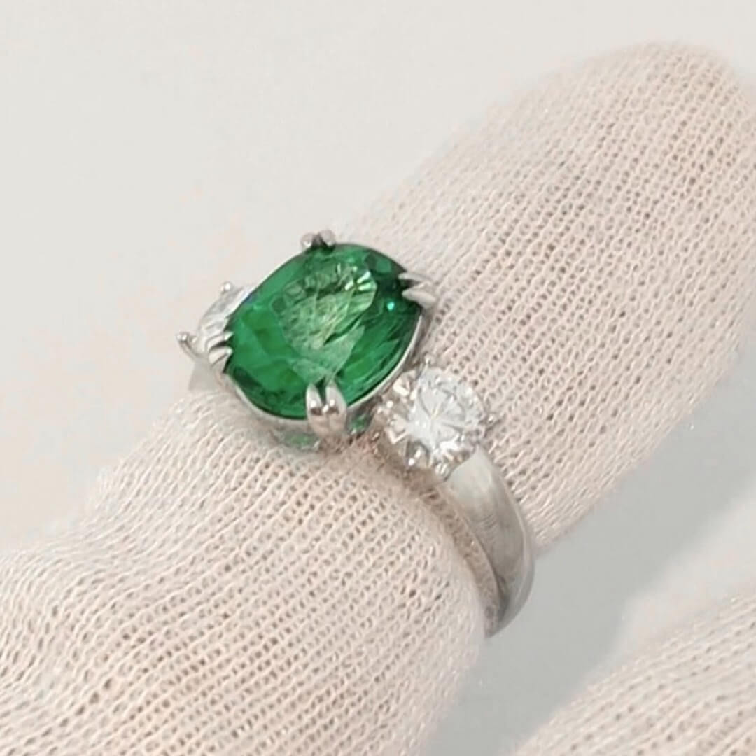 Emerald and White Topaz Ring | Made In Earth US