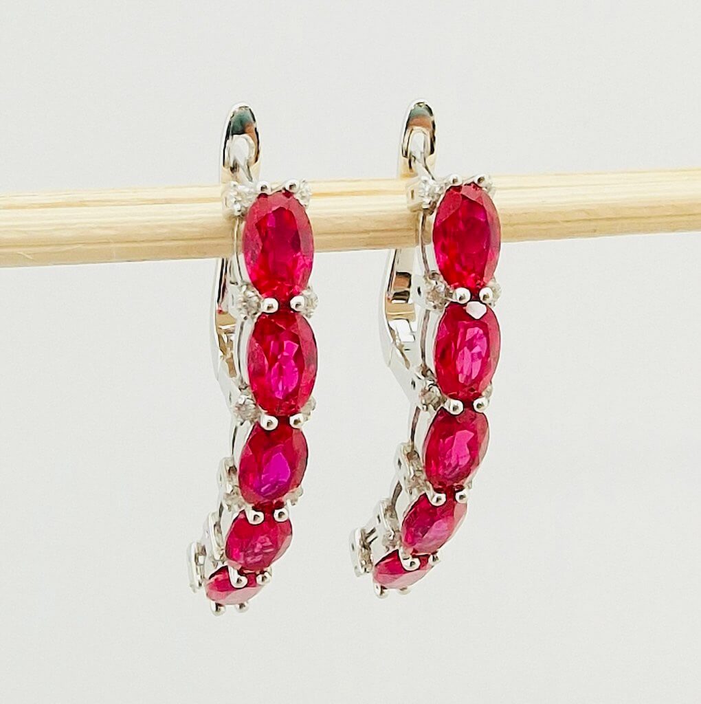 Lab-grown Ruby Moissanite Silver Earrings - SOPHYGEMS