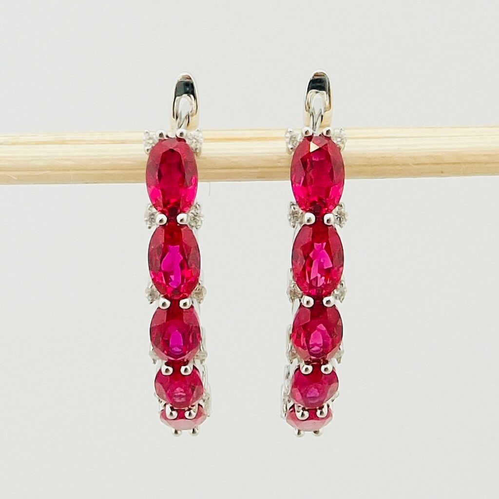 Lab-grown Ruby Moissanite Silver Earrings - SOPHYGEMS