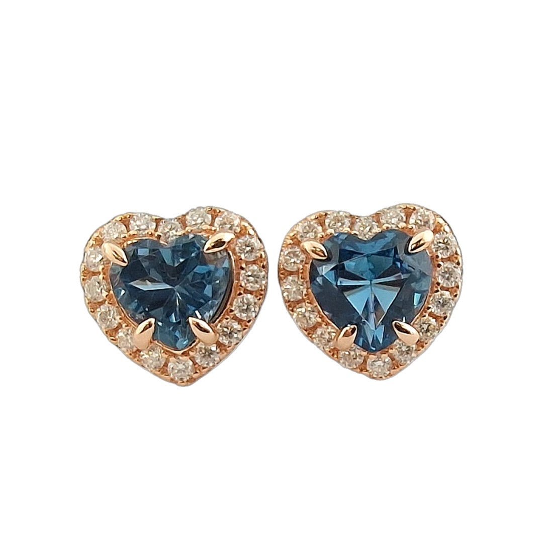 London Blue Topaz & Moissanite Earrings 14K Gold-plated Silver 925 - SOPHYGEMS