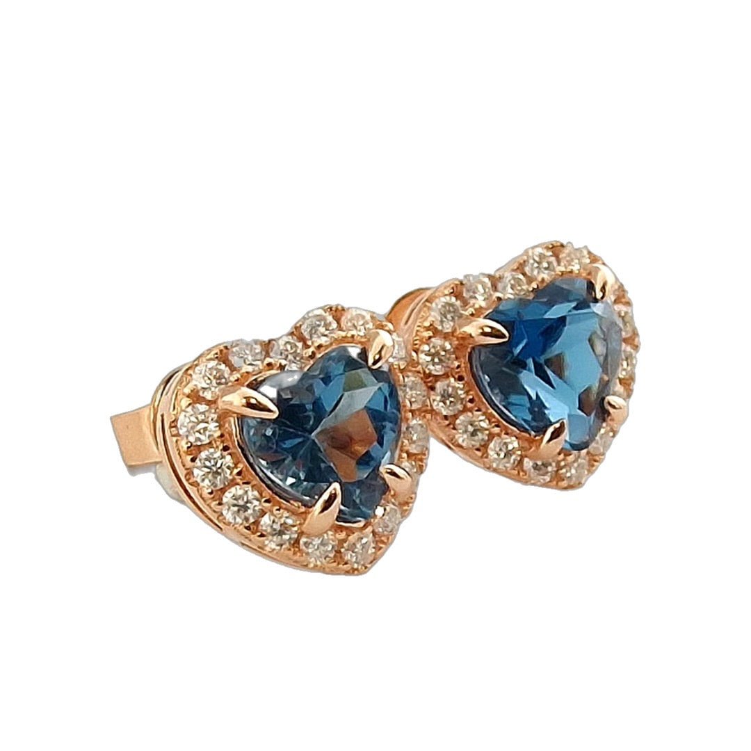 London Blue Topaz & Moissanite Earrings 14K Gold-plated Silver 925 - SOPHYGEMS