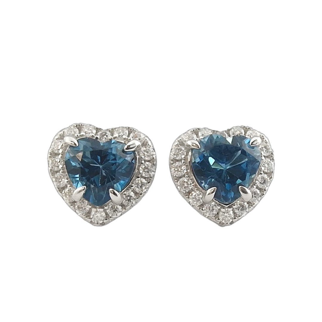 London Blue Topaz & Moissanite Earrings 925 Sterling Silver - SOPHYGEMS