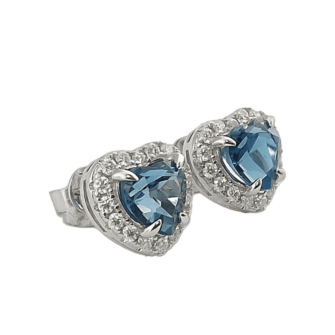 London Blue Topaz & Moissanite Earrings 925 Sterling Silver - SOPHYGEMS