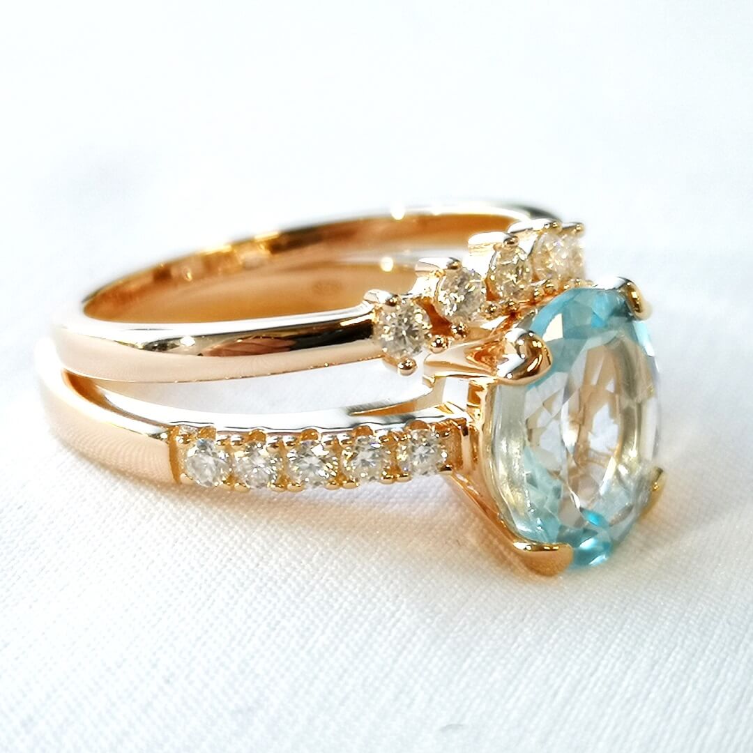 Oval Topaz & Moissanite 14K Gold Vermeil Ring Bundle - SOPHYGEMS