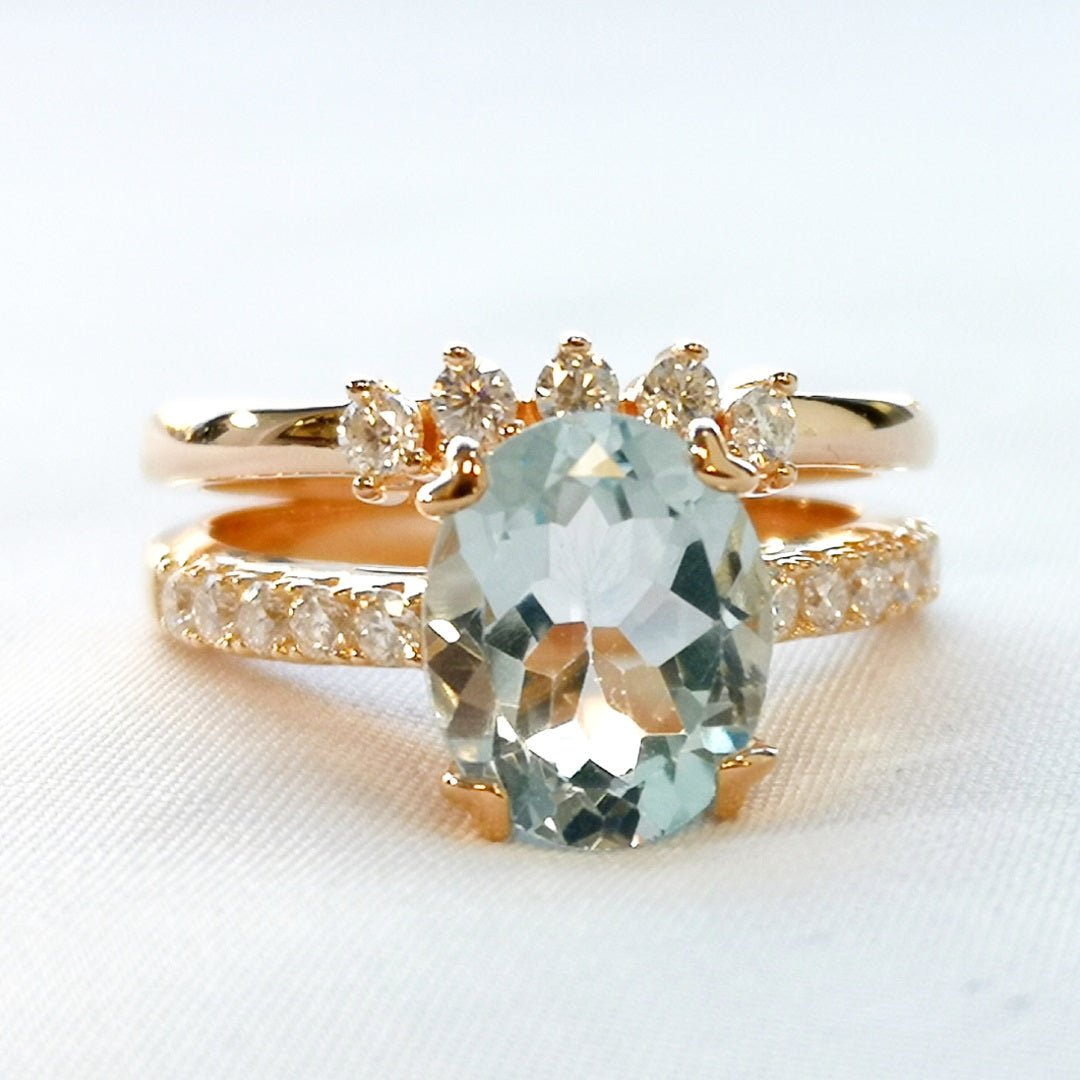 Oval Topaz & Moissanite 14K Gold Vermeil Ring Bundle - SOPHYGEMS