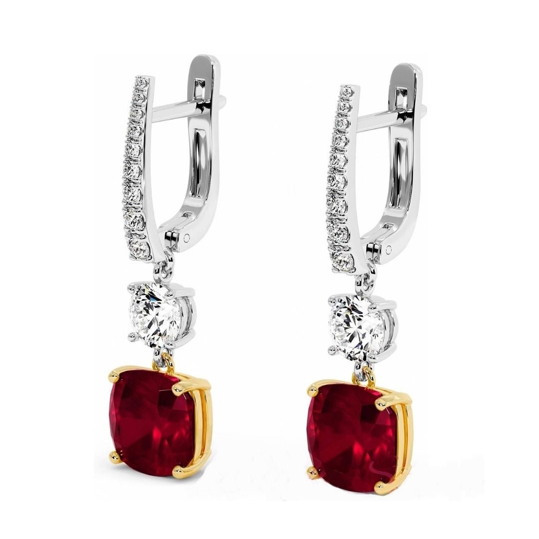 Ruby & Moissanites Fashion Sterling Silver Earrings - SOPHYGEMS