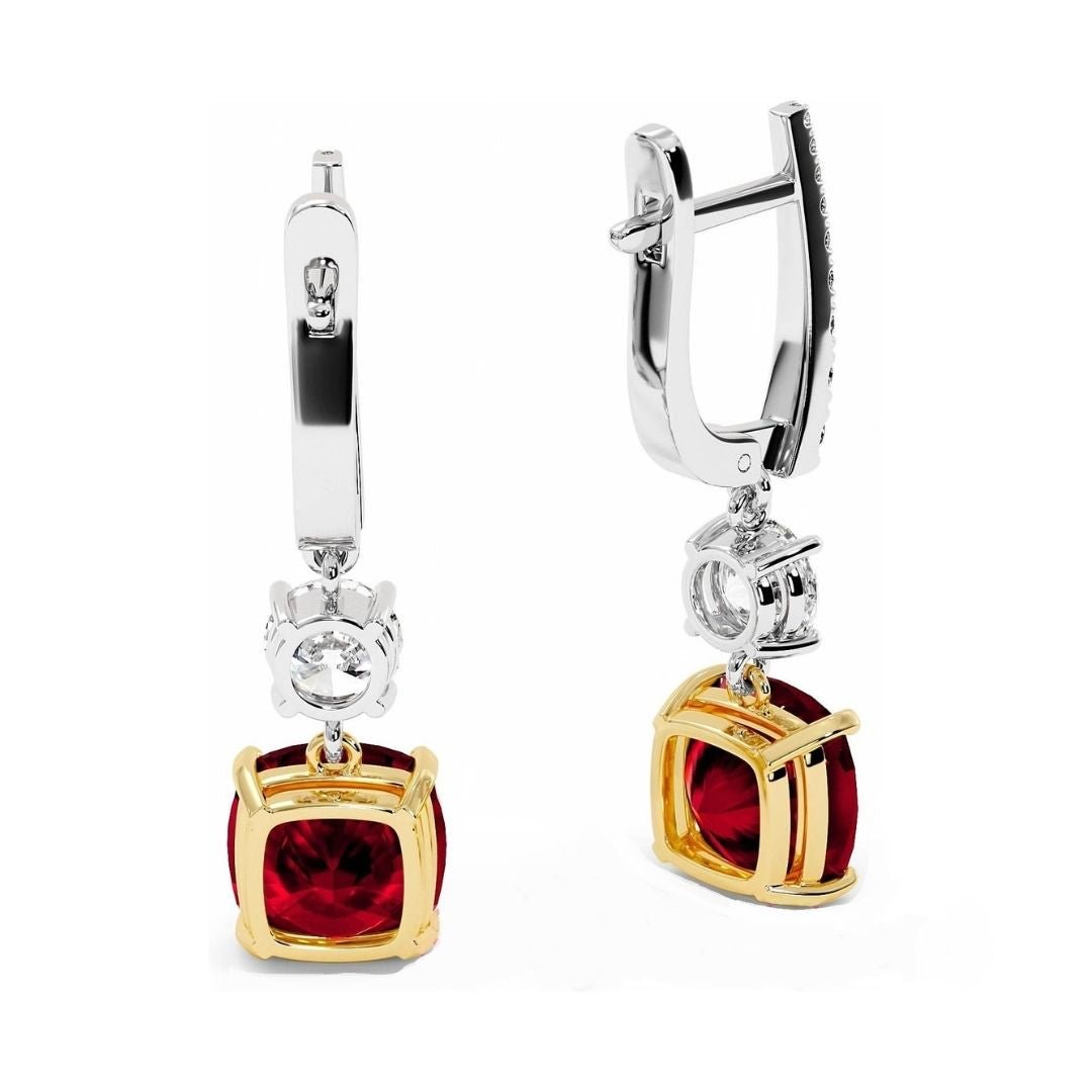 Ruby & Moissanites Fashion Sterling Silver Earrings - SOPHYGEMS