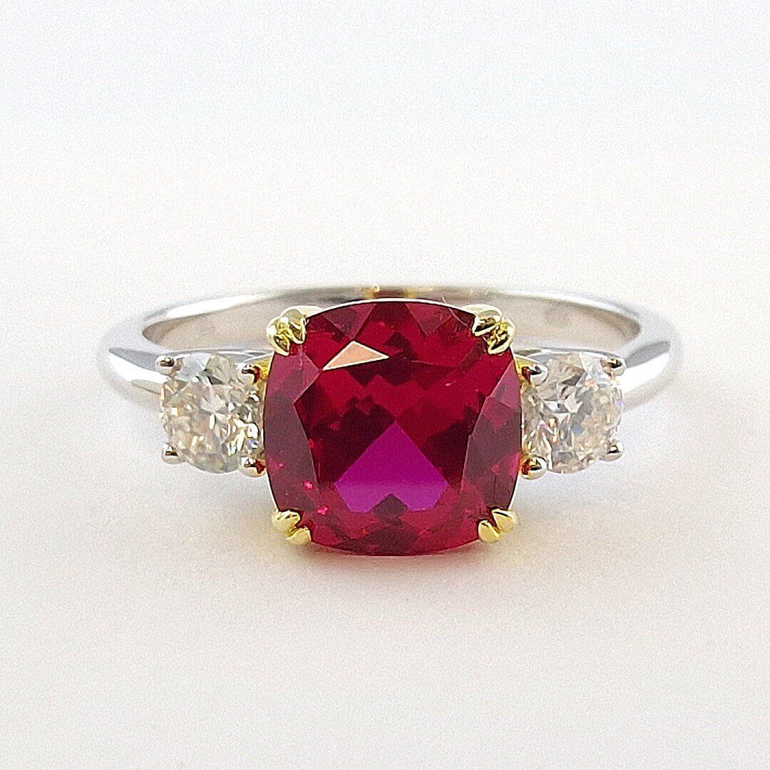 Ruby & Moissanites Fashion Sterling Silver Ring - SOPHYGEMS