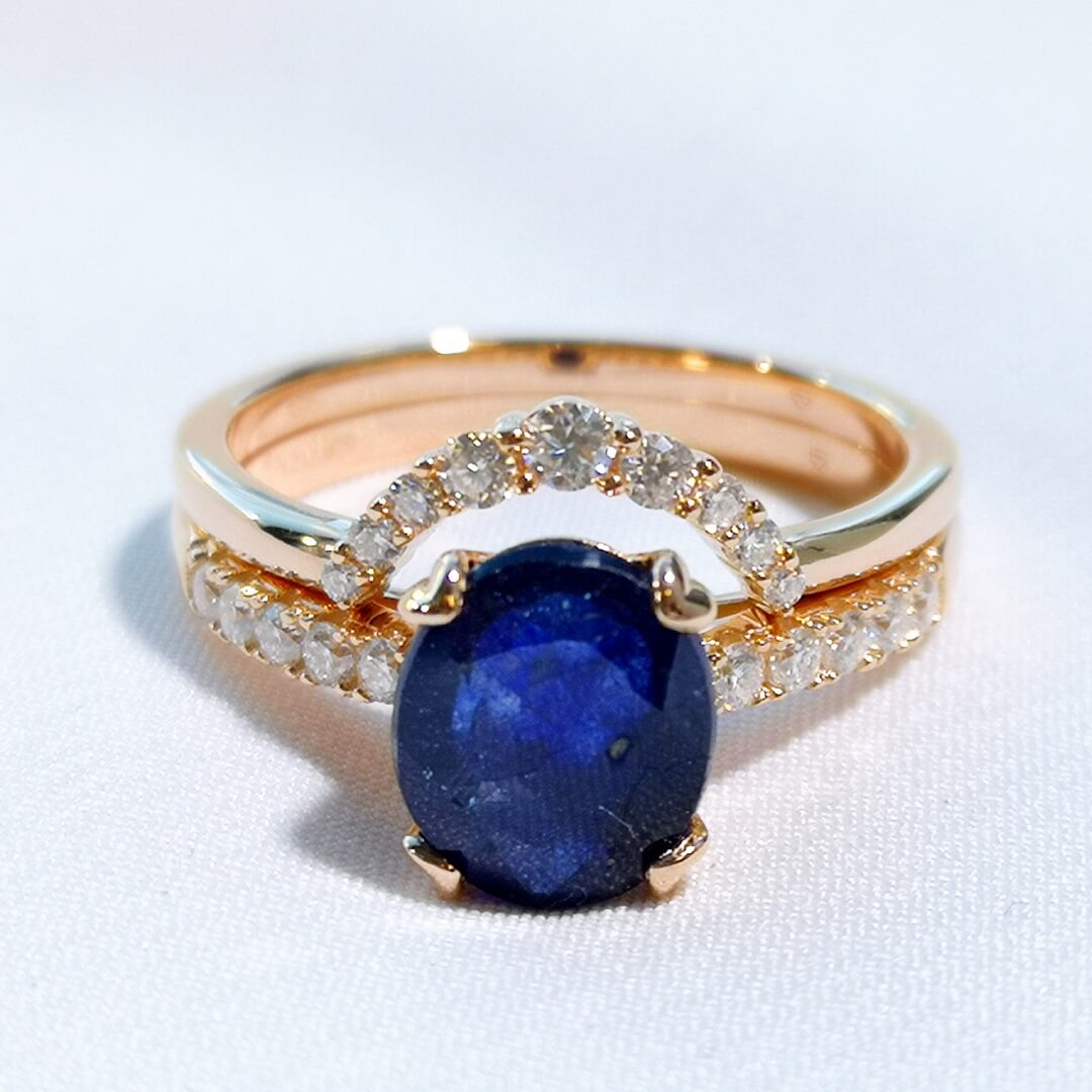 Sapphire & Moissanite 14K Gold Vermeil Ring Bundle - SOPHYGEMS