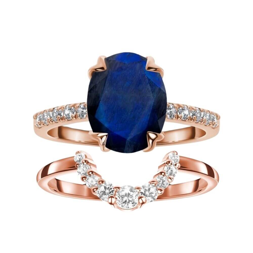 Sapphire & Moissanite 14K Gold Vermeil Ring Bundle - SOPHYGEMS