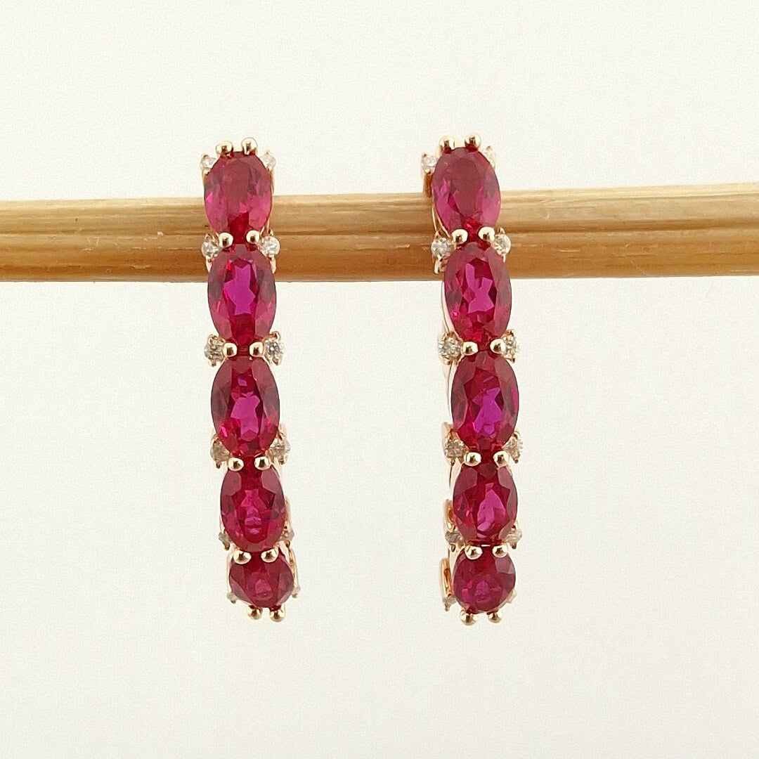 Synthetic Ruby Moissanite Silver Earrings - SOPHYGEMS