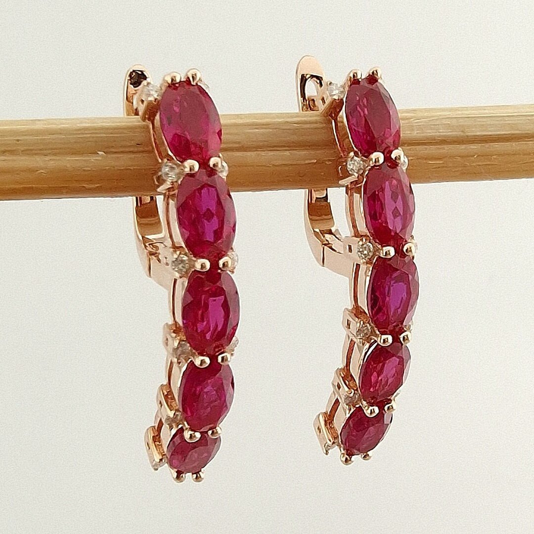 Synthetic Ruby Moissanite Silver Earrings - SOPHYGEMS