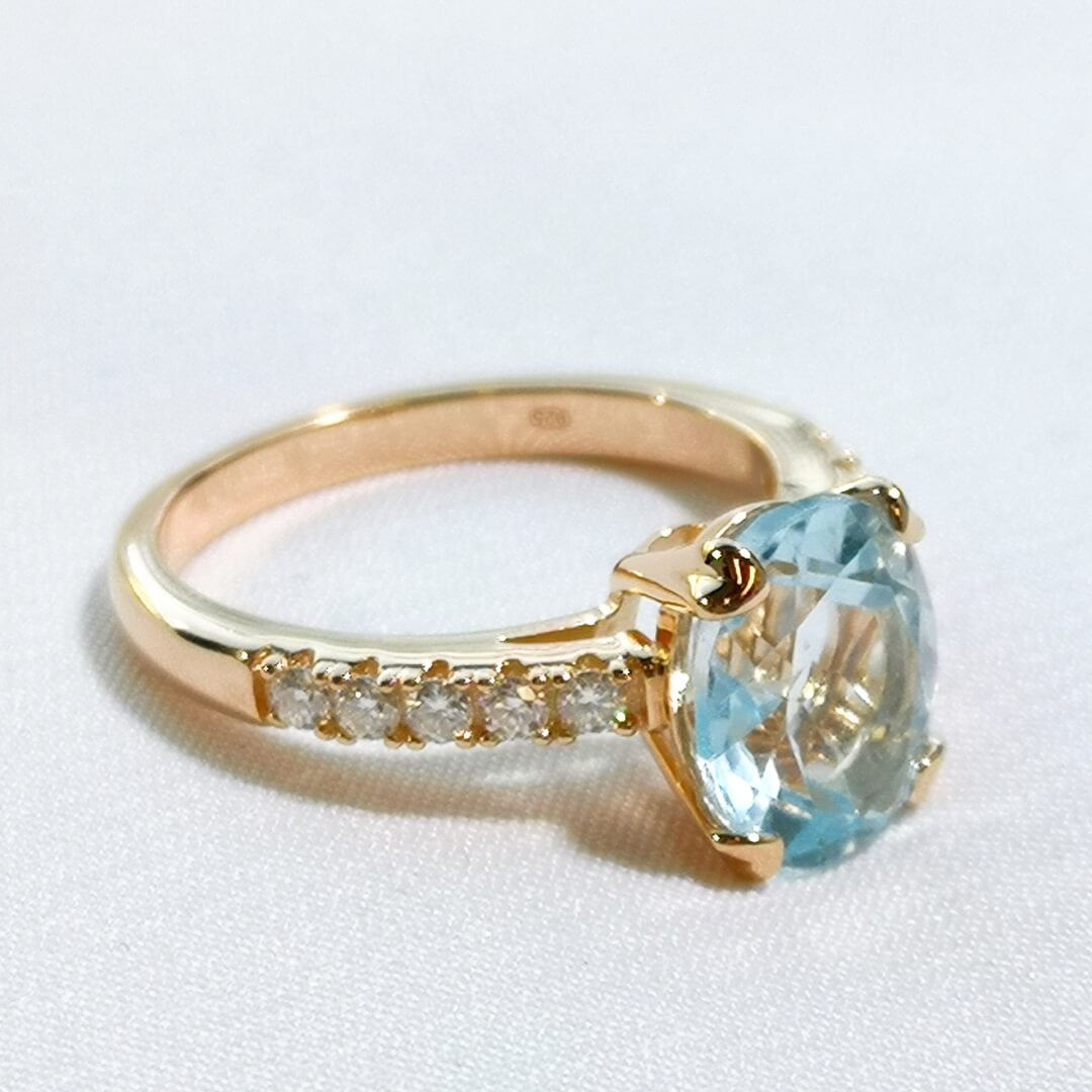 Topas & Moissanite Ring 14K Rose Gold Vermeil - SOPHYGEMS