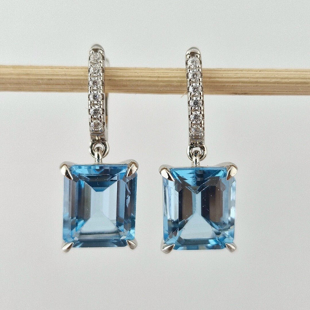 Topaz and Moissanites Silver Earrings - SOPHYGEMS