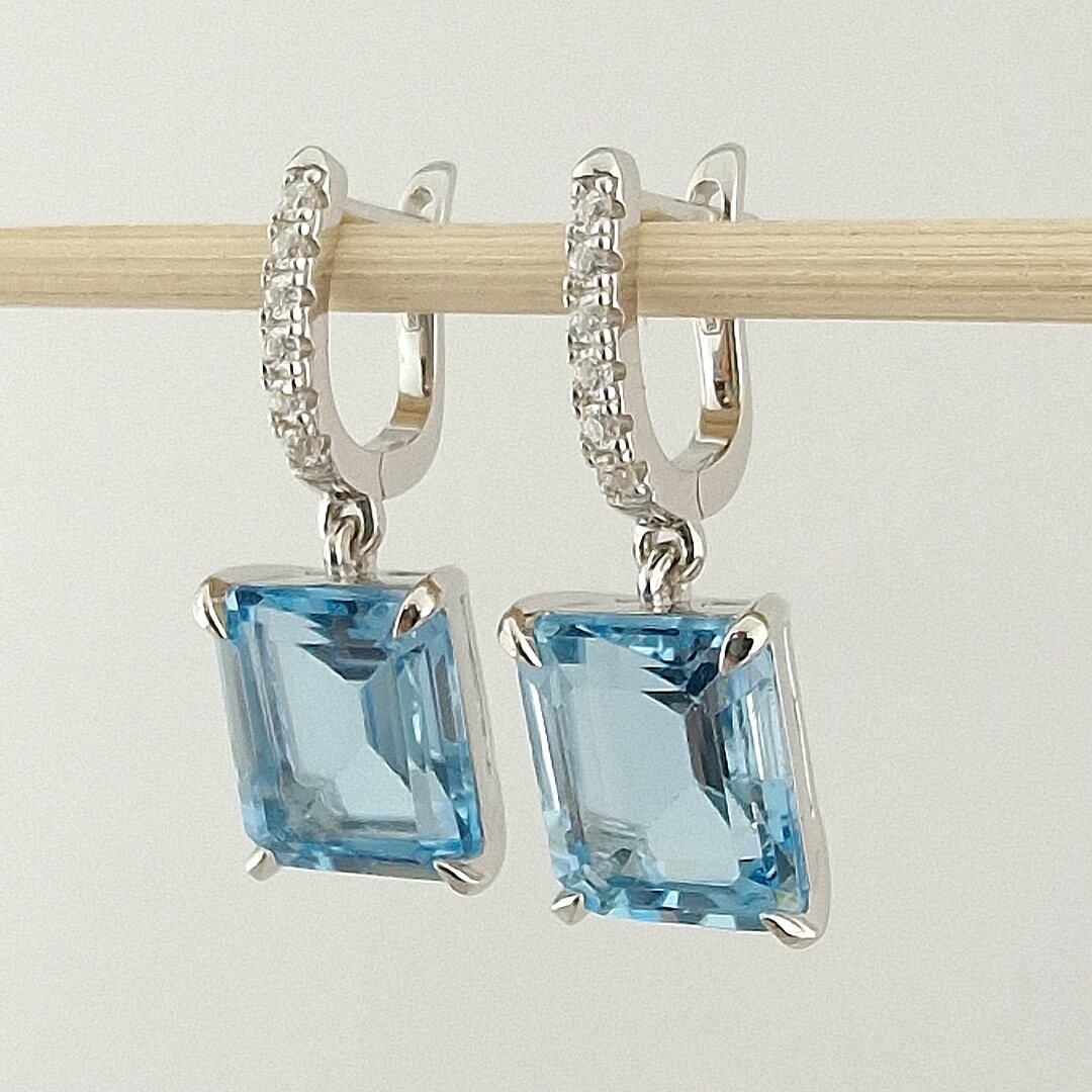 Topaz and Moissanites Silver Earrings - SOPHYGEMS